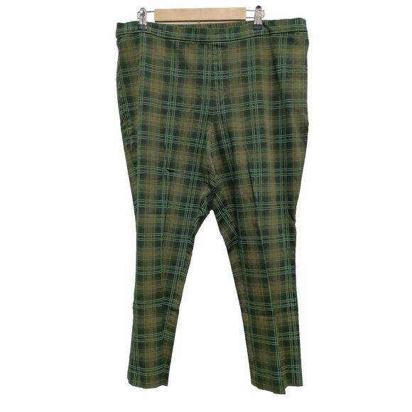 Isaac Mizrahi Live Womens Capri Pants Size 20W Green Tartan Plaid Preppy Office - Picture 1 of 7